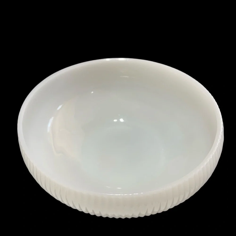 Vintage E.O. Brody Milk Glass Ribbed Bowls Pair MCM Cleveland USA 6.25